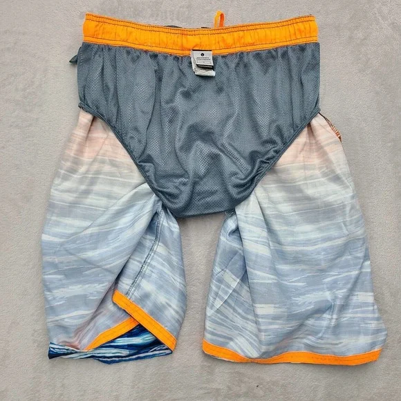 Nike Shorts Mens Large Blue White Orange Swim 11" Inseam Lined Drawstring - Picture 12 of 12